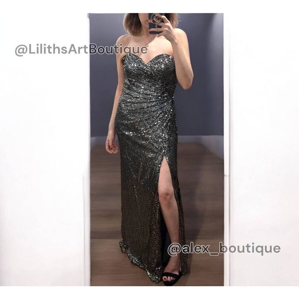 Juliet Strapless Sequin Bodycon Maxi Dress(C046)-Size L for Women
